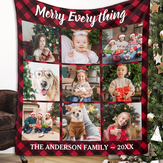Merry Alles Red Buffalo Pset 9 Foto Collage Fleece Deken