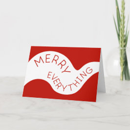 Merry Alles Red Curved Typografie Foto Feestdagen Kaart