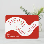 Merry Alles Red Typografie Abstracte curves Feestdagenkaart (Staand voorkant)