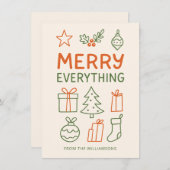 Merry Alles Rood Groen Doodle Schets Voeg Naam Toe Feestdagenkaart (Voorkant / Achterkant)