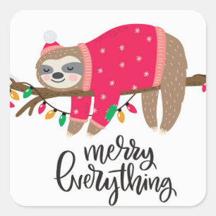 Merry Alles   Sleepige sleuf Vierkante Sticker