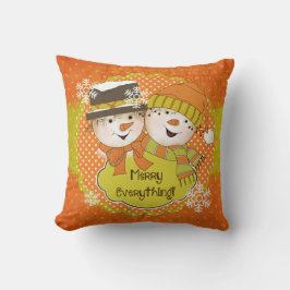 Merry Alles Snowmen Couple Holiday Pillow Kussen