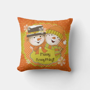 Merry Alles Snowmen Couple Holiday Pillow Kussen