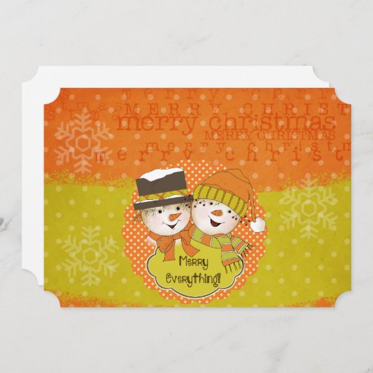 Merry Alles Snowmen Feestdagenkaart (Voorkant / Achterkant)