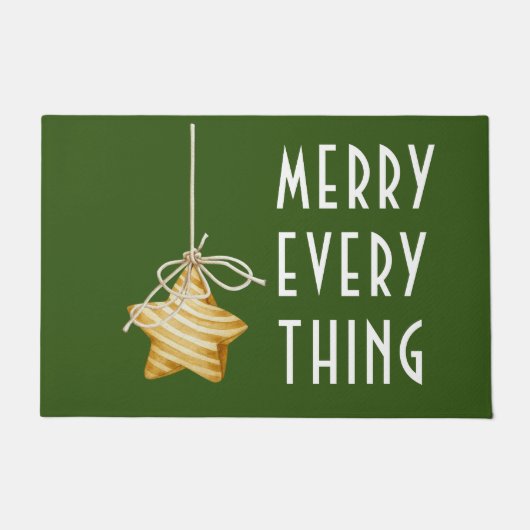 Merry Alles Star Ornament kerstgroen Deurmat (Voorkant)