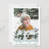 Merry Alles Trendy Green Family Foto Feestdagenkaart (Voorkant)