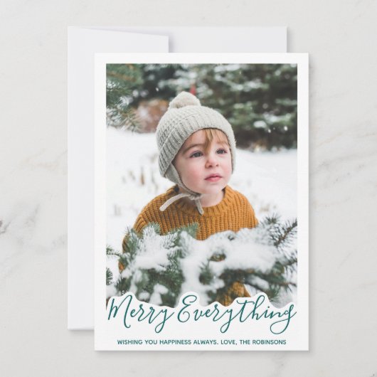 Merry Alles Trendy Green Family Foto Feestdagenkaart (Voorkant)