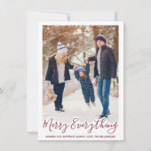 Merry Alles Trendy Red Familie Foto Feestdagenkaart (Voorkant)