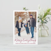 Merry Alles Trendy Red Familie Foto Feestdagenkaart (Staand voorkant)