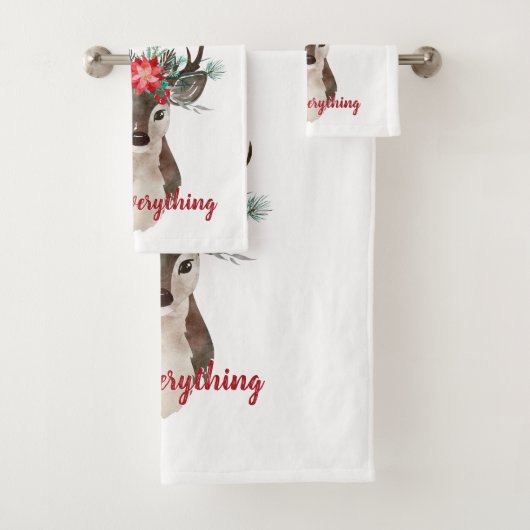 Merry Alles Waterverf Deer Antler Bouquet Bad Handdoek (Insitu)