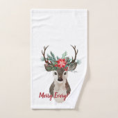 Merry Alles Waterverf Deer Antler Bouquet Bad Handdoek (Handdoek)