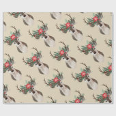 Merry Alles Waterverf Deer Antler Bouquet Cadeaupapier (Vlak)
