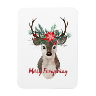 Merry Alles Waterverf Deer Antler Bouquet Magneet