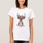 Merry Alles Waterverf Deer Antler Bouquet T-shirt (Voorkant)