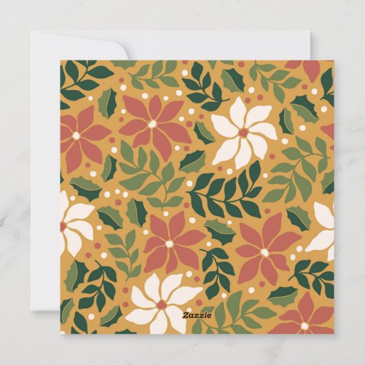 Merry Alles Yellow Green Red Floral Foto Feestdagenkaart (Achterkant)