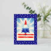 Merry American Christmas Patriotic Tree briefkaart (Staand voorkant)