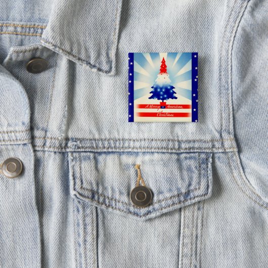 Merry American kerstpatriotic Tree Button (In situ)