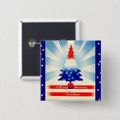 Merry American kerstpatriotic Tree Button (Voorkant /achterkant)