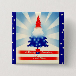 Merry American kerstpatriotic Tree Button