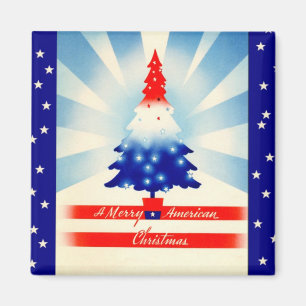 Merry American Kerstpatriotic Tree Magnet