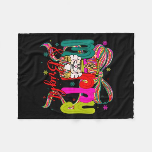 Merry & Bright Coquette Bow Nutcracker Christm Fleece Deken (Voorkant (Horizontaal))