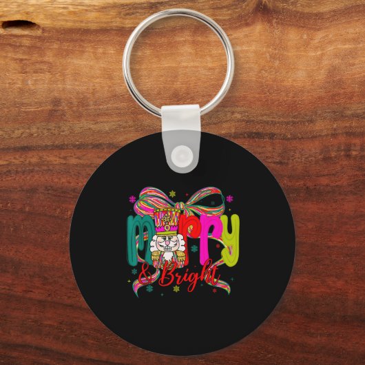 Merry & Bright Coquette Bow Nutcracker Christm Sleutelhanger (Voorkant)