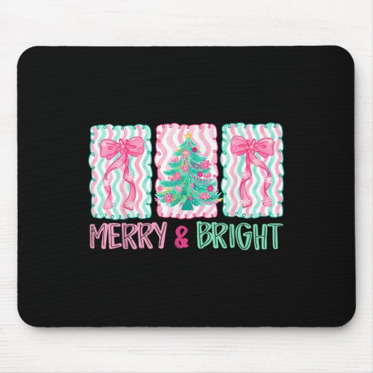 Merry & Bright Coquette Preppy Bow Xmas Tree W Muismat (Voorkant)