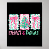 Merry &amp; Bright Coquette Preppy Bow Xmas Tree W Poster (Voorkant)