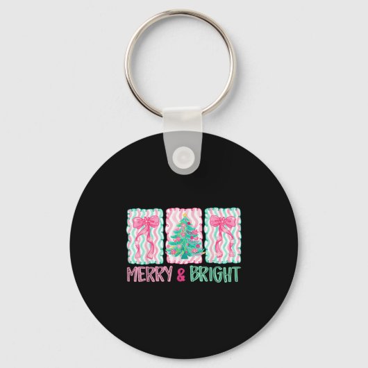 Merry & Bright Coquette Preppy Bow Xmas Tree W Sleutelhanger (Voorkant)