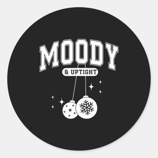 Merry & Bright Moody & Uptight Matching Co Ronde Sticker (Voorkant)