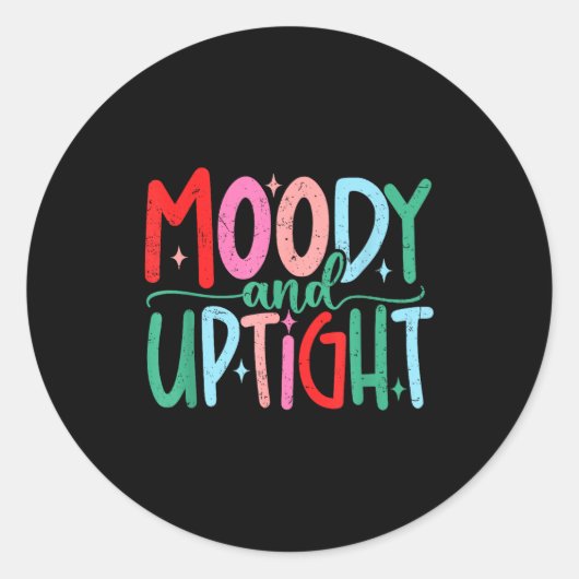 Merry &amp; Bright Moody &amp; Uptight Matching Co Ronde Sticker (Voorkant)