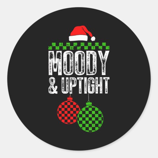 Merry &amp; Bright Moody &amp; Uptight Matching Co Ronde Sticker (Voorkant)