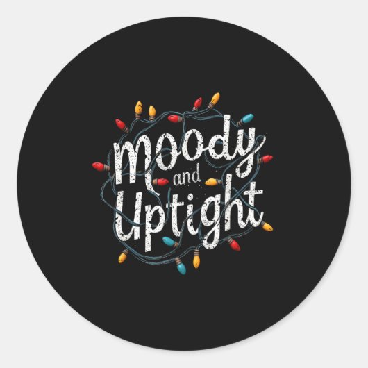 Merry & Bright Moody & Uptight Matching Co Ronde Sticker (Voorkant)
