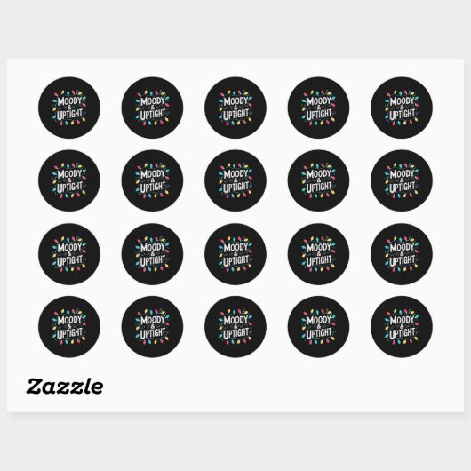 Merry & Bright Moody & Uptight Matching Co Ronde Sticker (Vel)