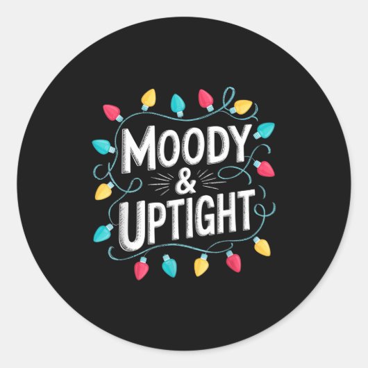 Merry & Bright Moody & Uptight Matching Co Ronde Sticker (Voorkant)