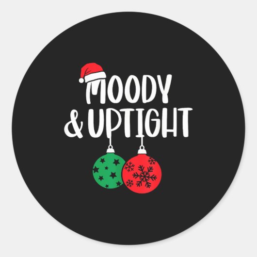 Merry &amp; Bright Moody &amp; Uptight Matching Co Ronde Sticker (Voorkant)