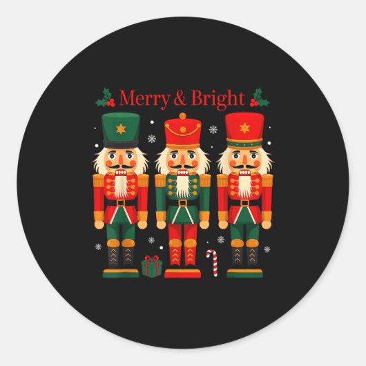 Merry & Bright Nutcracker Christmas Ballet Dan Ronde Sticker (Voorkant)