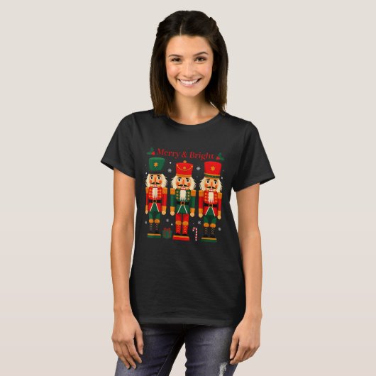 Merry &amp; Bright Nutcracker Christmas Ballet Dan T-shirt (Voorkant volledig)