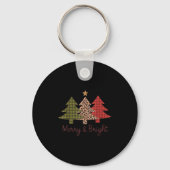 Merry &amp; Bright Plaid Leopard Christmas Tree Xm Sleutelhanger (Voorkant)
