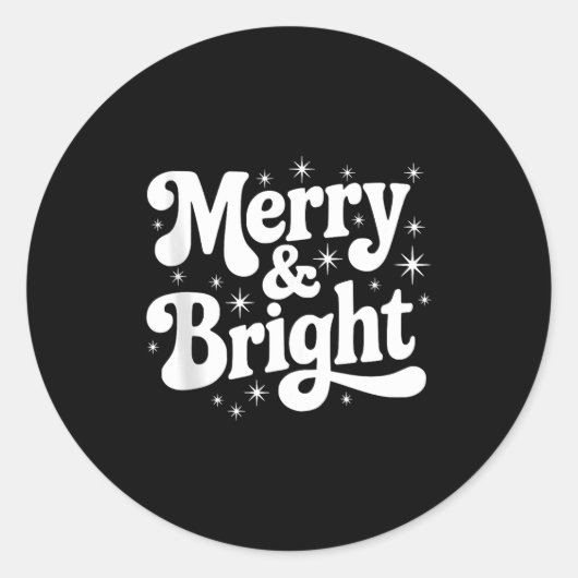 Merry &amp; Bright Retro Christmas Groovy Holiday  Ronde Sticker (Voorkant)