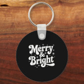 Merry &amp; Bright Retro Christmas Groovy Holiday  Sleutelhanger (Voorkant)