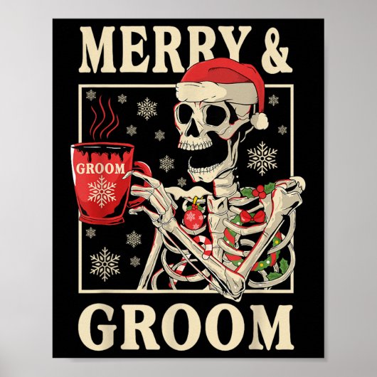 Merry &amp; Bruidegom Bruid Skeleton Kerst Bachelo Poster (Voorkant)