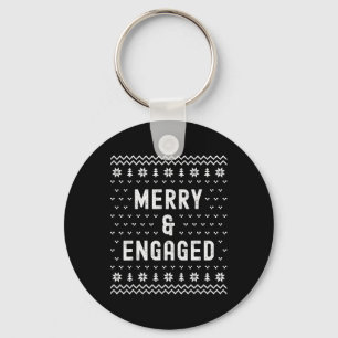 Merry & verloofde kerst Verloving aankondiging Sleutelhanger