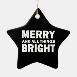 Merry and All Things Bright Modern Zwart Ster Keramisch Ornament