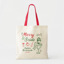 Merry and Bride Christmas Bachelorette Canvas tas