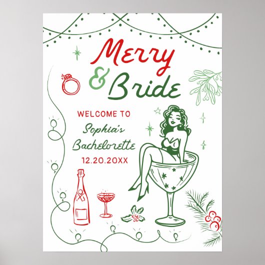 Merry and Bride Christmas Bachelorette Poster (Voorkant)