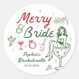 Merry and Bride Christmas vrijgezellenfeest Sticke Ronde Sticker