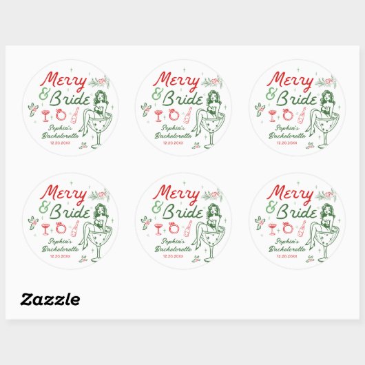 Merry and Bride Christmas vrijgezellenfeest Sticke Ronde Sticker (Vel)
