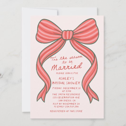 Merry and Bride Hand Drawn Christmas Bridal Shower Kaart (Voorkant)