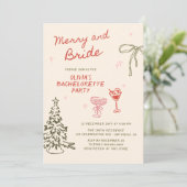 Merry and Bride Hand Drawn Christmas Vrijgezellenf Kaart (Staand voorkant)